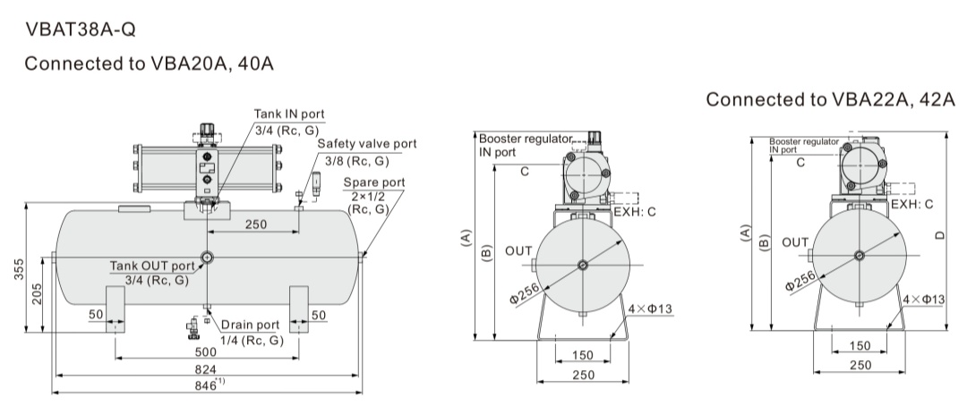 أبعاد VBAT38A-Q