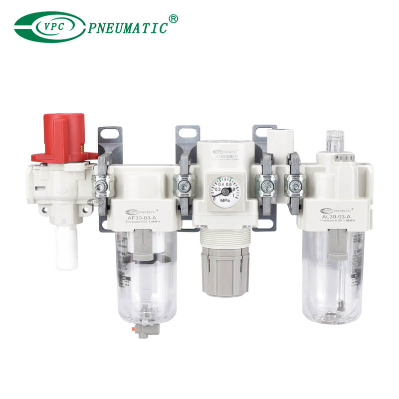 وحدات FRL من سلسلة AC20-D إلى AC60-D مزودة بصمام ثلاثي المنافذ لتخفيف الضغط