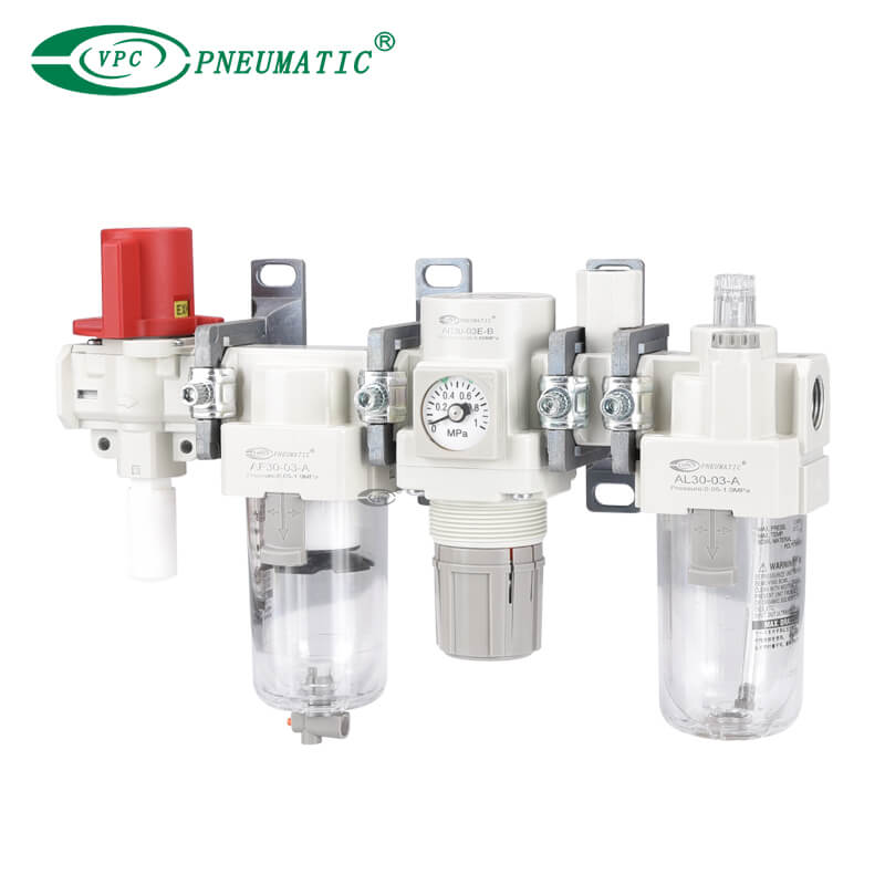 وحدات FRL من سلسلة AC20-D إلى AC60-D مزودة بصمام ثلاثي المنافذ لتخفيف الضغط