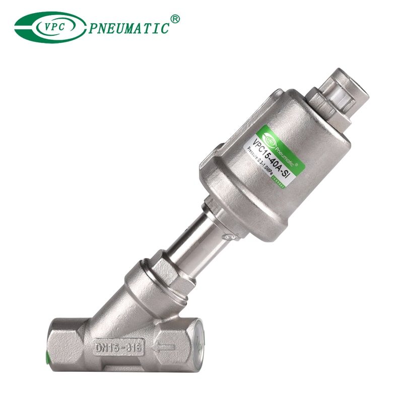 سلسلة VPC الكاملة صمام مقعد الزاوية الهوائية الفولاذ المقاوم للصدأ 