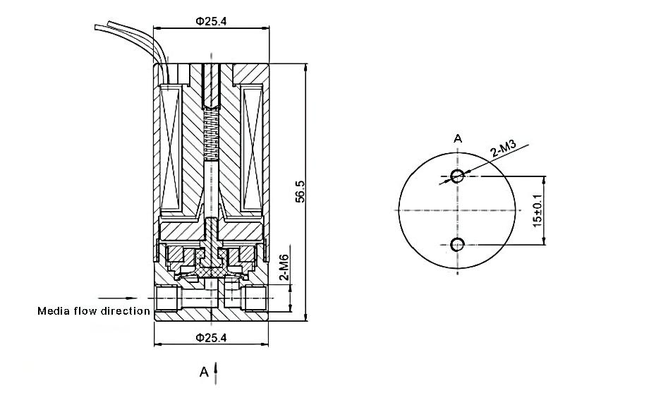 أبعاد صمام الملف اللولبي مصغرة