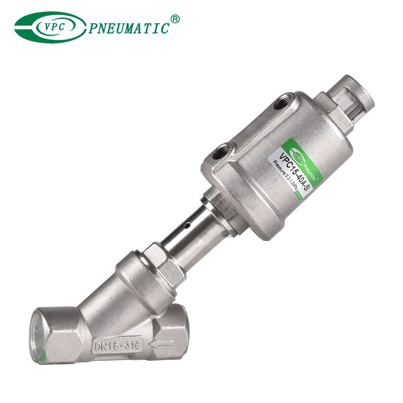 سلسلة VPC الكاملة صمام مقعد الزاوية الهوائية الفولاذ المقاوم للصدأ 