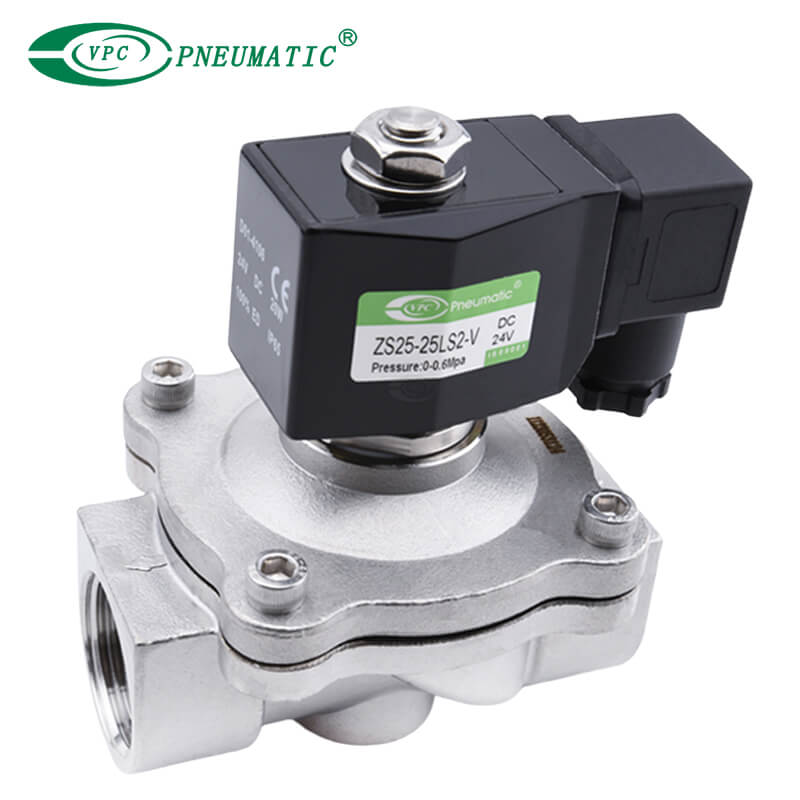 ZS سلسلة الفولاذ المقاوم للصدأ 2/2 الطريق صمام الملف اللولبي المفتوح العادي